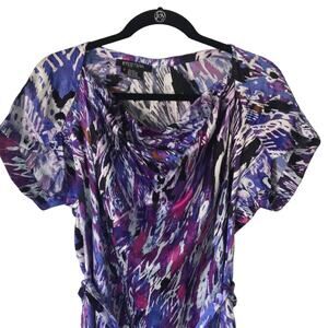 Etcetera Silk Blend Dress, Abstract Purple Print, Size 0